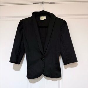 Shabby Apple Black Short Sleeve Tailored Blazer Cotton/Spandex